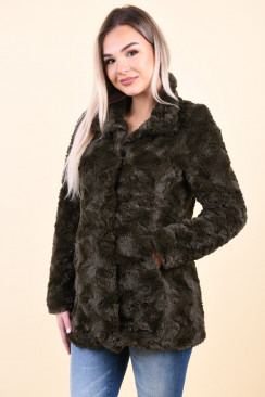 Geaca Dama Vero Moda Curl Hoody Faux Fur Peat